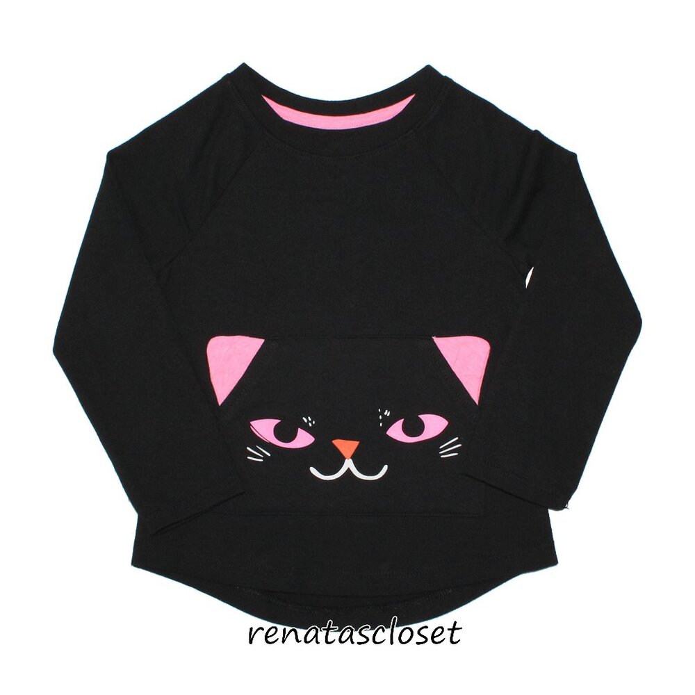 Cat & Jack Toddler Girls' Black Cat Applique Long-Sleeve Halloween T-Shirt 2T